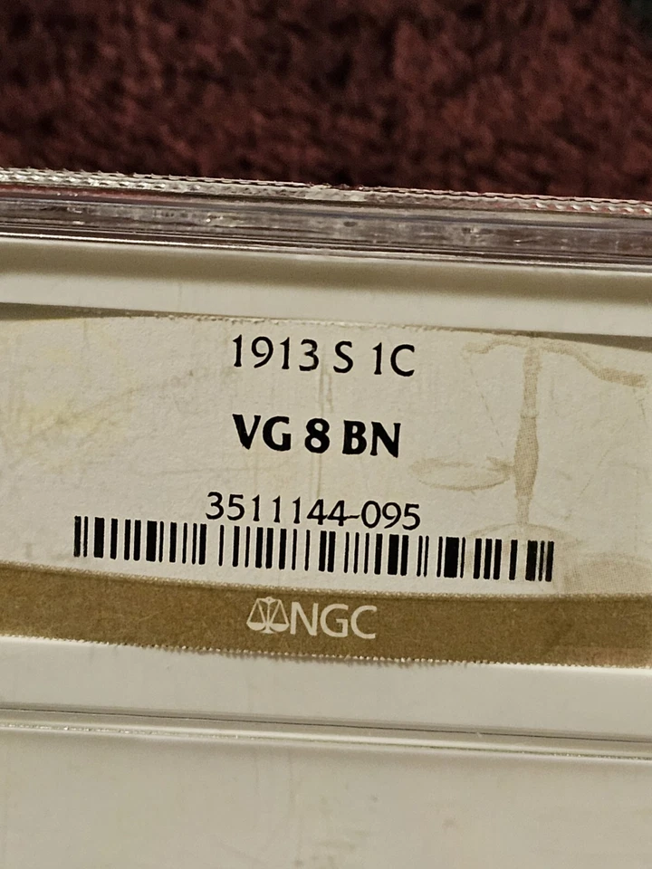 1913-S 1C BN Lincoln Cent Key Date VG 8 BN Certified & Graded By NGC - Image 3 of 4
