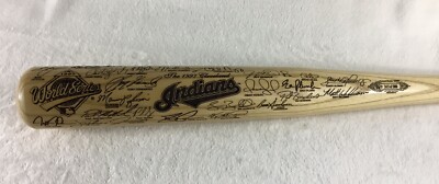 Cleveland Indians 1997 World Series Carved Signatures Baseball Bat