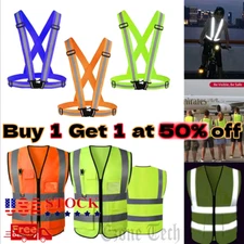 5 Pockets Safety Vest Reflective Belt Straps W/ High Visibility Stripes Security