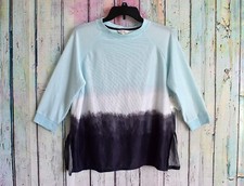 Women's Secret Treasures Plus 3/4 Raglan Sleeve Sleep Top SMALL Cloud Blue NWT