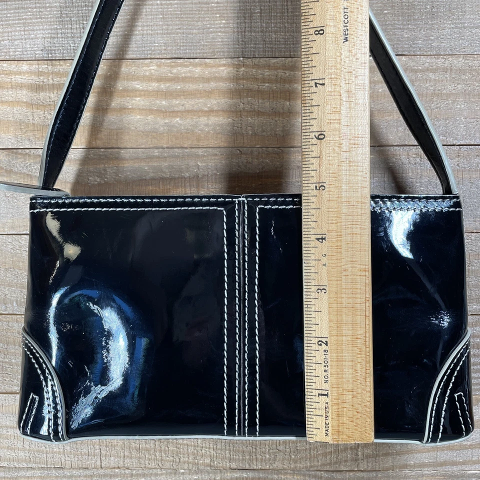 Ann Taylor Mini Patent Leather Black Purse Handbag - Image 3 of 4