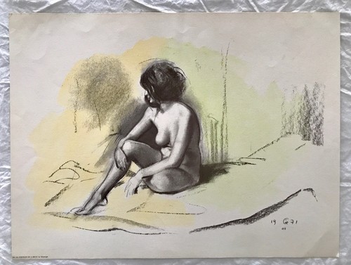 BEAUTIFUL VINTAGE NUDE WOMAN PASTEL RARE ART PRINT BY GIORGIO SALMOIRAGHI ITALY - 第 1/2 張圖片