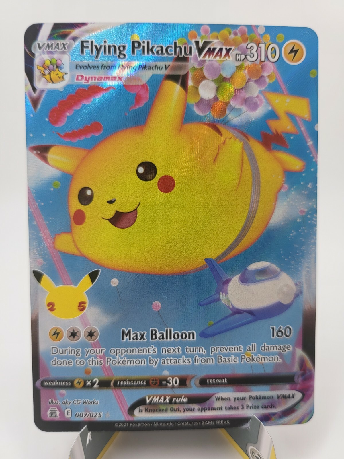 pokemon card 007 025 Flying Pikachu VMAX 007/025 Holo Rare VMAX Celebrations Pokemon TCG