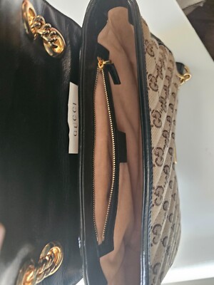 Gucci GG Marmont GG Shoulder Bag Small Beige/Black Canvas