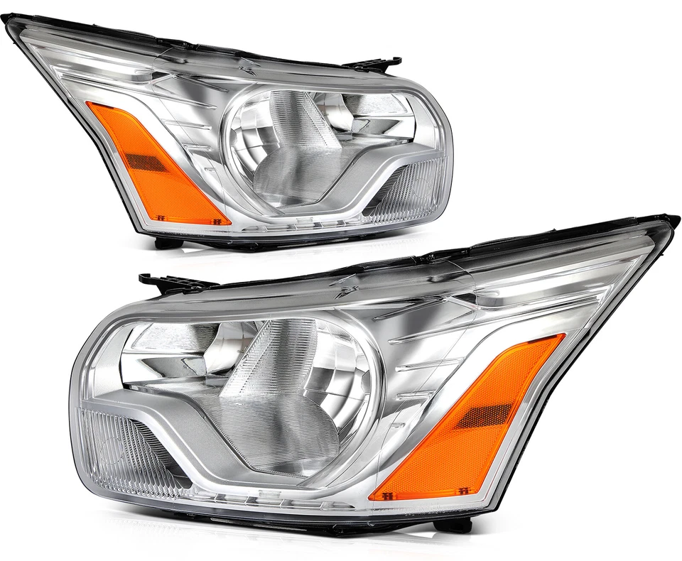 2x Chrome Headlights Assembly Clear Lens For 2015-2023 Ford Transit 150 250 350 - Изображение 2 из 4