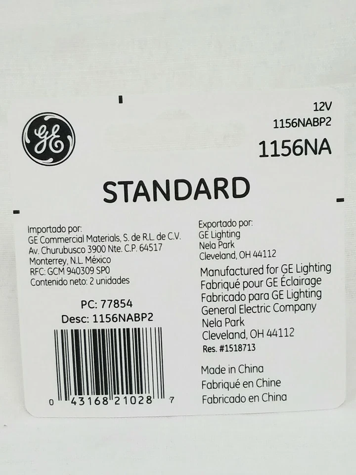 Case of 6 Pair Standard Amber Automotive Replacement Bulbs 12V 1156NA/BP2 77854 - Image 3 of 4