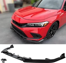 For Honda Civic 11th Front Bumper Splitter Lip Sport Style Gloss Black 2022-2024