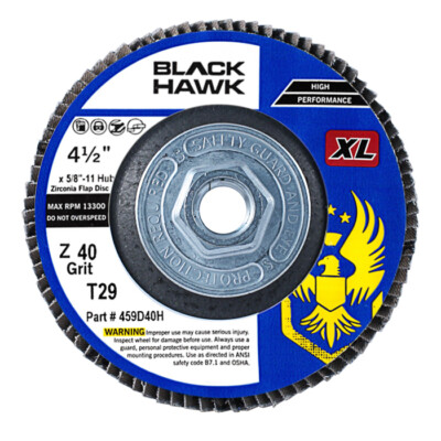 50 Pack 4.5'' x 5/8''-11 XL 80 Grit Zirconia High Density Flap Discs T27 with Hub