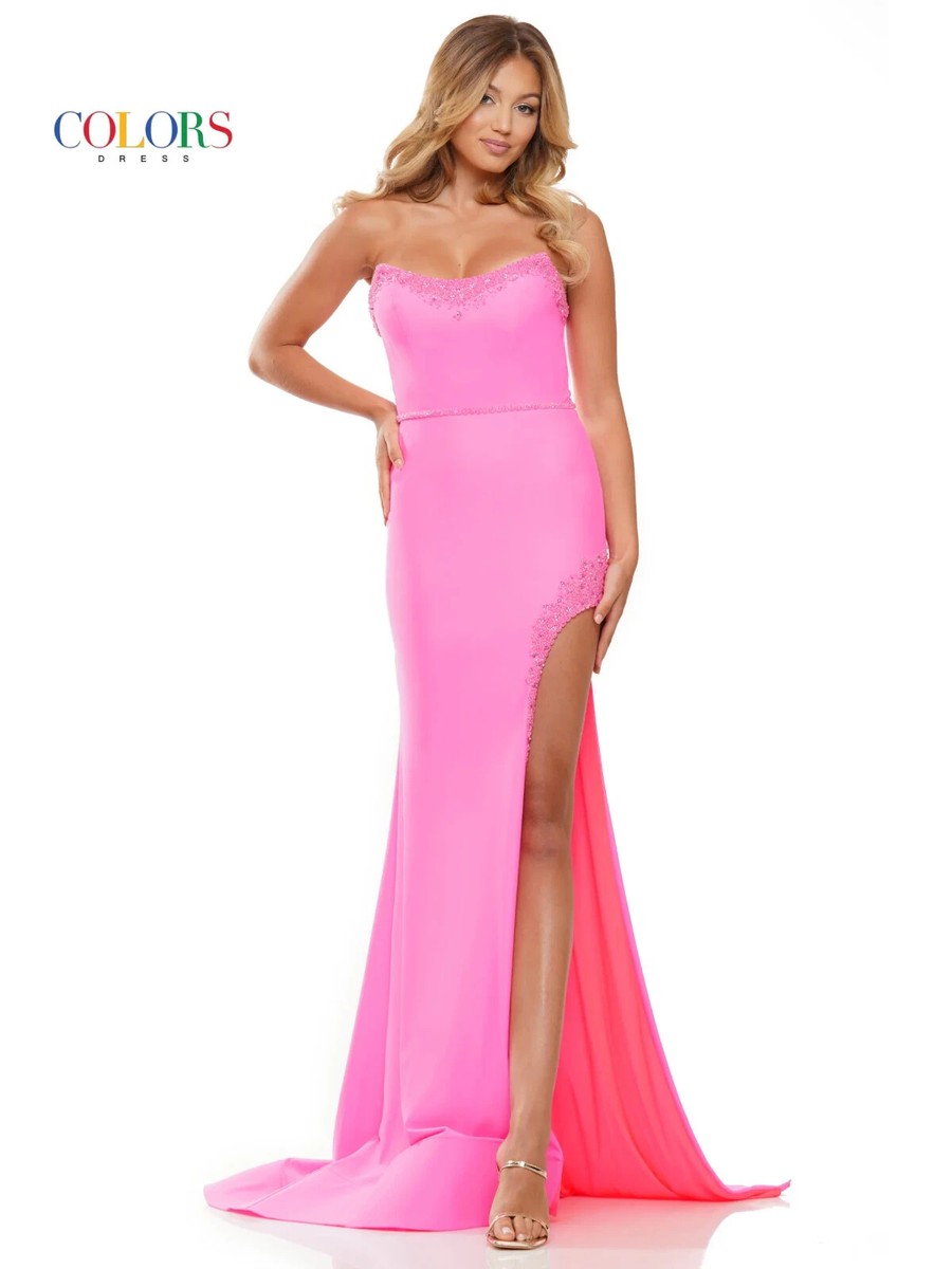 hot pink color dress Faviana Designer Long Hot Pink Prom Dress