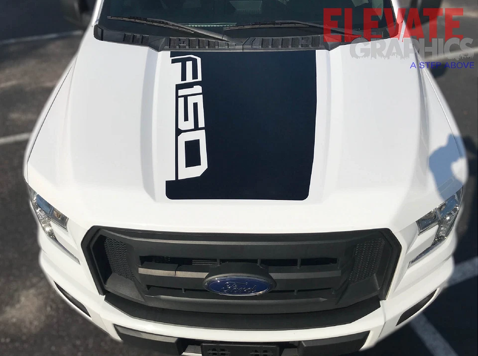 Calcomanías adhesivas de vinilo rayas 3M para capó central gráfico para Ford F150 2015-2020 Foto 2 de 4