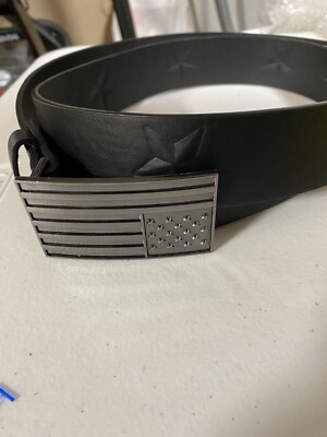 Patriotic Belt With Stars And Stripes Buckle, Black