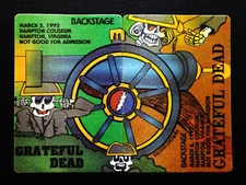 Grateful Dead Backstage Pass Puzzle Civil War Cannon CSA Hampton 3/5,6/92 1992