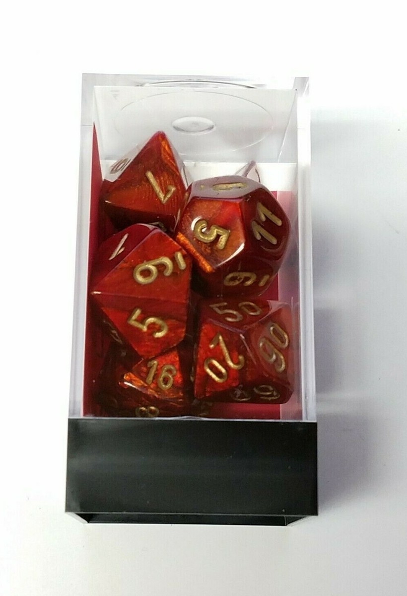 Chessex Scarab Polyhedral 7-Die Set Scarlet w/ Gold NEW 27414 D&D