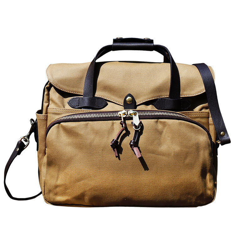 22OZ Canvas Bag & Cowhide Shoulder Strap Shoulder Bag Size 39*34*16cm Handbag