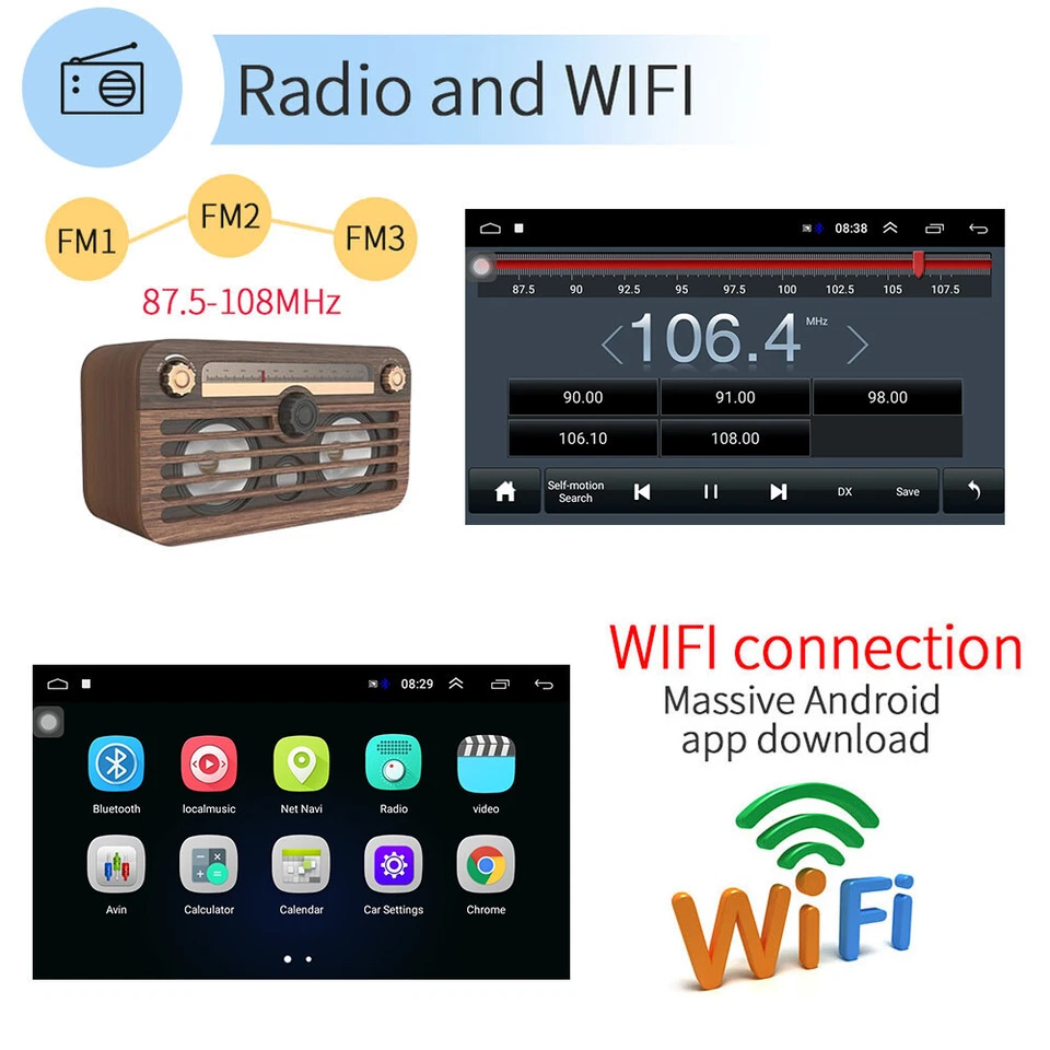 Double 2Din 10.1" Android 11 Car Stereo GPS Nav MP5 Player WiFi Quad Core Radio - Image 4 of 4