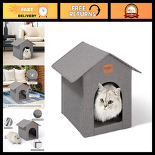 Weatherproof Insulated Outdoor Cat House - Feral Shelter with Removable Cushion,