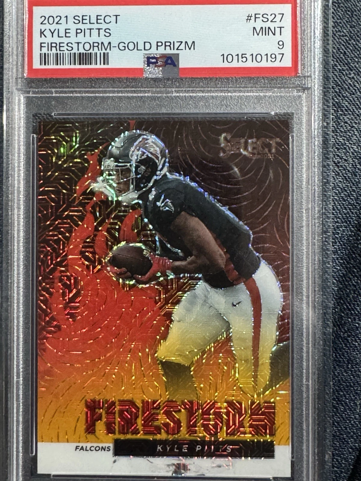 Kyle Pitts Panini Select Firestorm #FS27 Gold Prizm