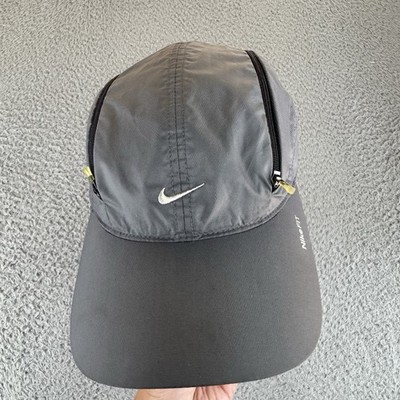 Nike TailwindY2k Hat Cap Fit Dri Mini Swoosh Double Zipper Vintage Gray 7 Panel