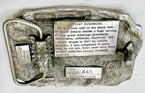 Fibbia per cintura vintage 1987 Siskiyou AMES TOOLS attacco Rushmore #445 Ltd Ed - Foto 12 di 14