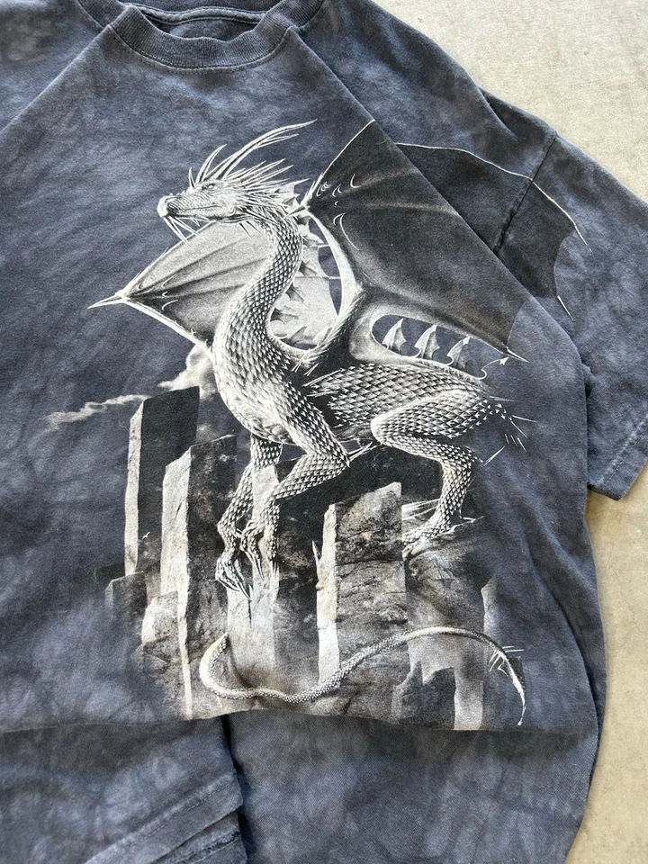 Vintage 2010 The Mountain Dragon Tee Size L Gray AOP Fantasy Shirt - Image 2 of 4