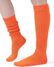 Slouchy knee high socks for women, soft cozy crew sock leg warmers size