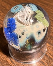 Signed 2019 Josh Simpson 1 7/8" Waterworld Small Planet Glass Art