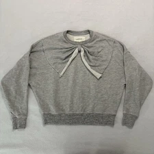 The Great Sweatshirt Women’s Size 0 Gray The Bow Front Cotton Blend Crewneck
