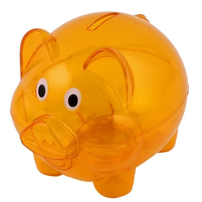 Tirelire Forme de pièce de monnaie caisse d'épargne Boîte-Orange transparent - Photo 1/4