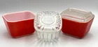 VTG Glass Food Saver - Small Refrigerator Dish w/Lid Square + 2 Pyrex Containers