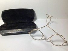 ANTIQUE VTG Eyeglasses 1/10 12K Gold Filled Full Rim w/Case Nice Signed B.S.O.
