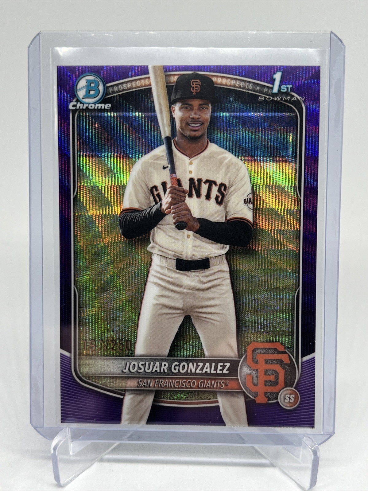 2025 Bowman Chrome Prospects Josuar Gonzalez #BCP-153 Purple Wave Refractor /250