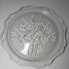 VTG JEANNETTE DEPRESSION Glass IRIS-HERRINGBONE CAKE-SANDWICH TRAY Platter 12"