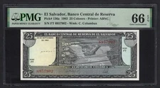 El Salvador 25 Colones 29-09-1983 P136a Uncirculated Grade 66