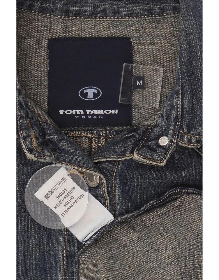 Vestido vaquero manga larga TOM TAILOR para mujer Reino Unido 14 medio azul algodón AV06 Foto 3 de 3