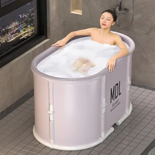 Portable Bathtub for Shower Stall, Large Foldable Soaking Bathing Tub for Adults