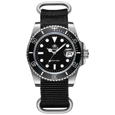 Addiesdive 41mm Mens Quartz Dive Watch 200M Waterproof Luminous Nylon Strap New.