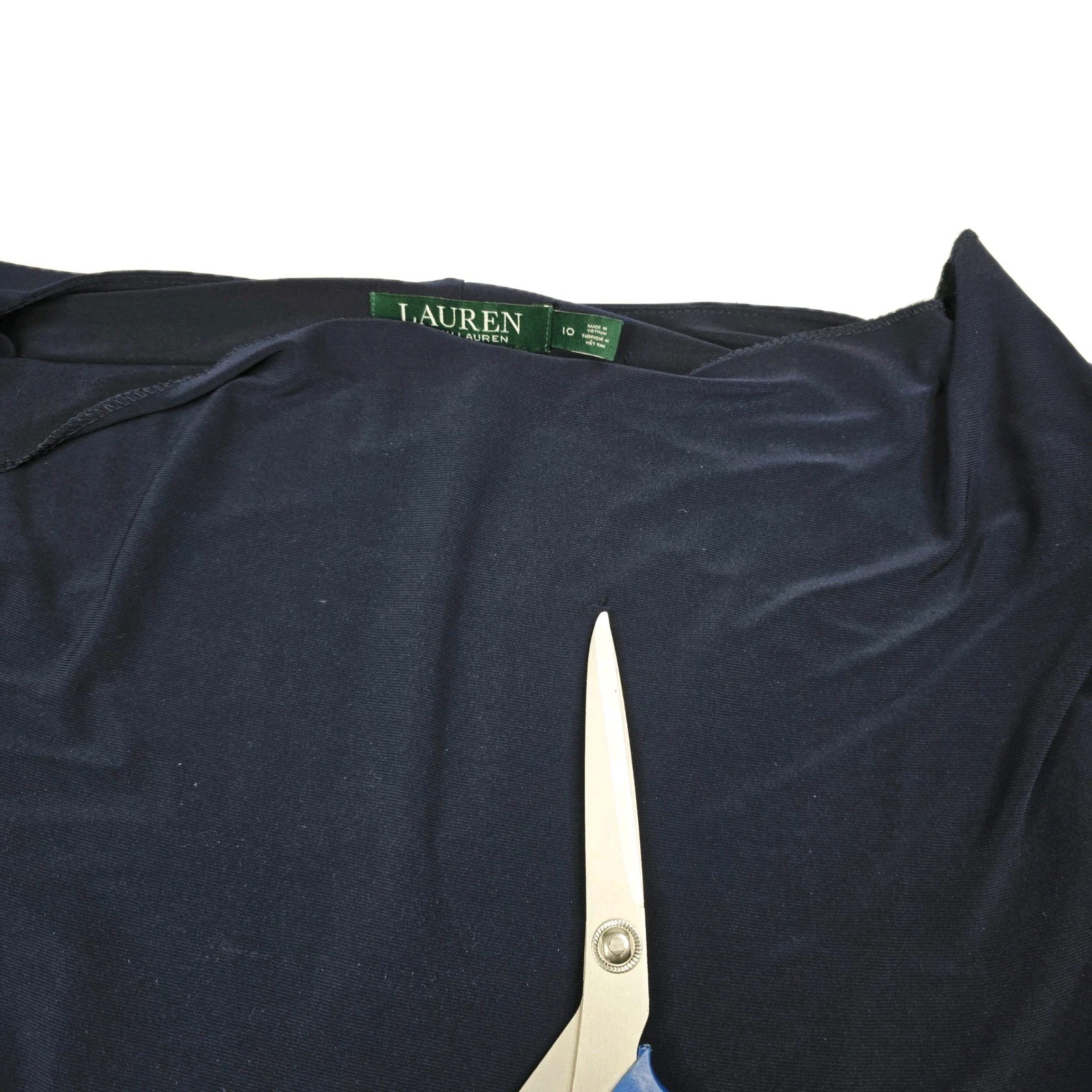 Lauren Ralph Lauren Women's Navy Blue Ruched Sheath Cocktail Dress Size 10 thumbnail 7