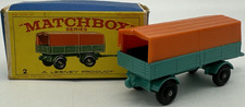 Matchbox No.2 Mercedes LP Covered Trailer Green Lesney Vintage 1968 Original Box