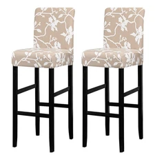Lellen Bar Stool Covers Set of 4- Jacquard Bar Stool Chair Cover with Backs,B...