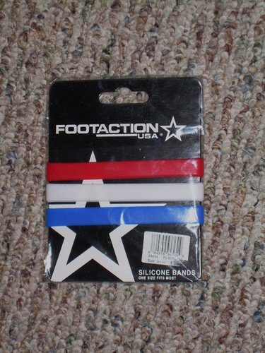Footaction 2002 EE. UU. Bandas de Bailarinas Pulseras Rojo Blanco Azul Paquete de 3 + Paquete de 4 Nuevo - Imagen 2 de 5