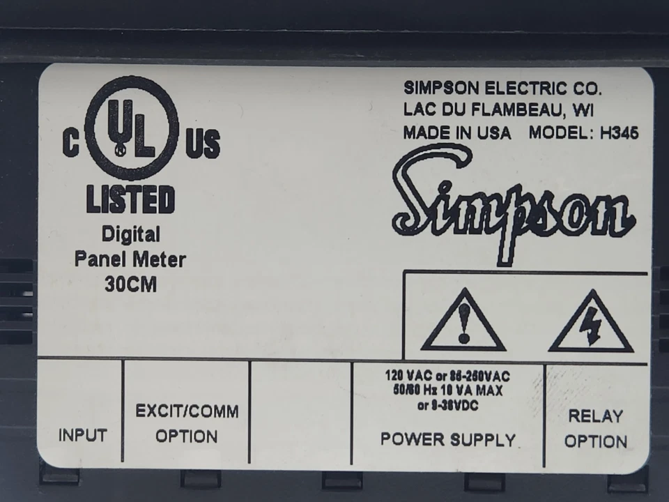 SIMPSON {H345271021} DIGITAL PANEL METER H345 - Image 4 of 4