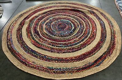 PINK / NATURAL 8' X 8' RD Broken Thread Rug, Reduced Price 1172665911 NFB301U-8R