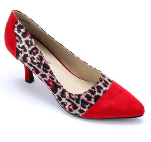 leopard print and red shoes