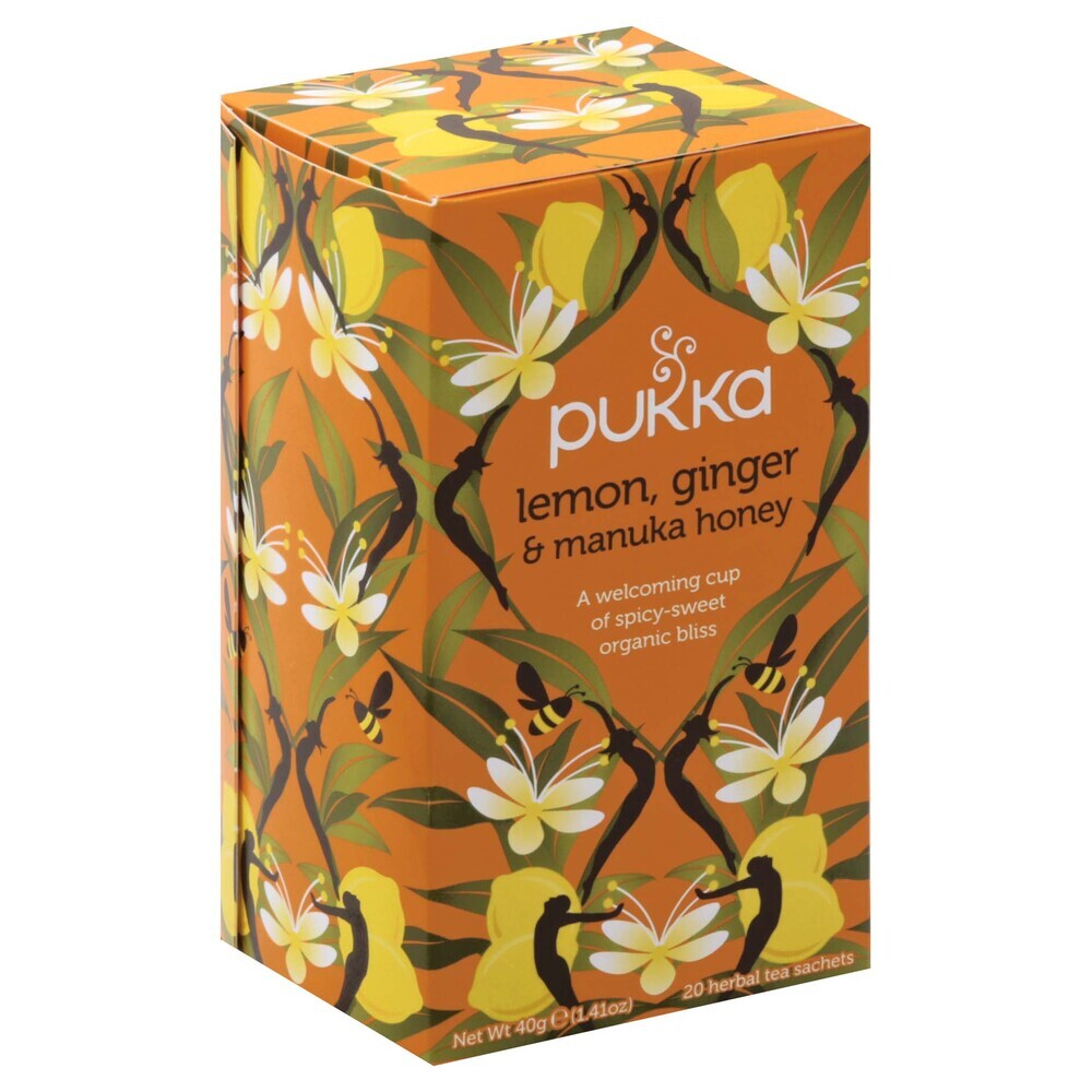 Органический лимонно-имбирный чай с медом и Манукой Пукка, 20 грамм