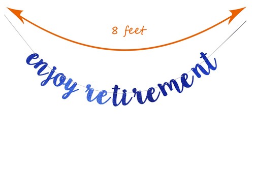 Enjoy Retirement Glittery Blue Banner, Happy Retirement, I'm Retired, Goodbye... - Picture 2 of 9
