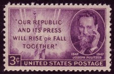 #946 JOSEPH PULITZER. WHOLESALE LOT OF (10) MINT SINGLES F-VF NH!