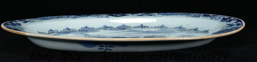 Plat plat plateau histoires personnages porcelaine bleu blanc dynastie vente en gros Qing ancien 13,7
