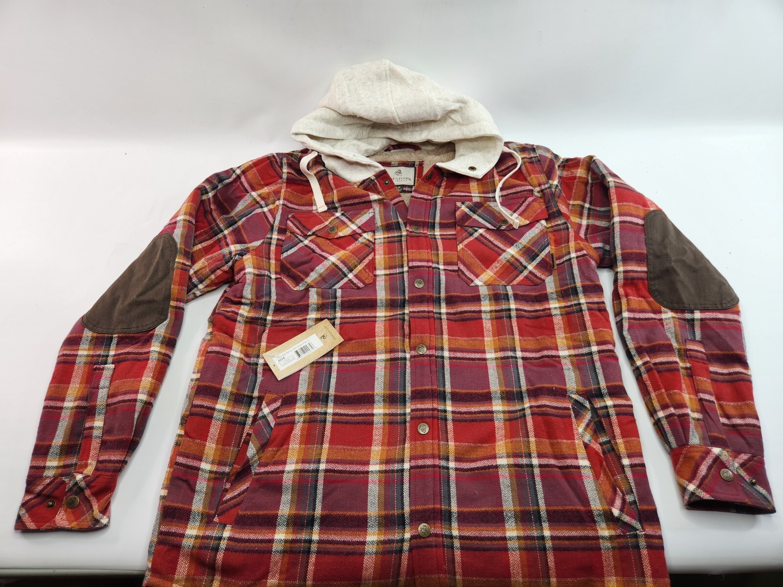 Legendary Whitetails Mens Camp Night Berber Lined Hooded Flannel Shirt Jacket  -image