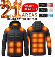 Heated Coat 21 Heating Zones w/ 10000mAh Battery Electric Heating Hooded Jacket