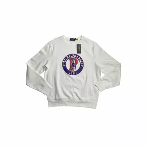 Polo Ralph Lauren Mens Sweatshirt Polo Logo 1967 Fleece Sweatshirt White Large - Picture 1 of 1